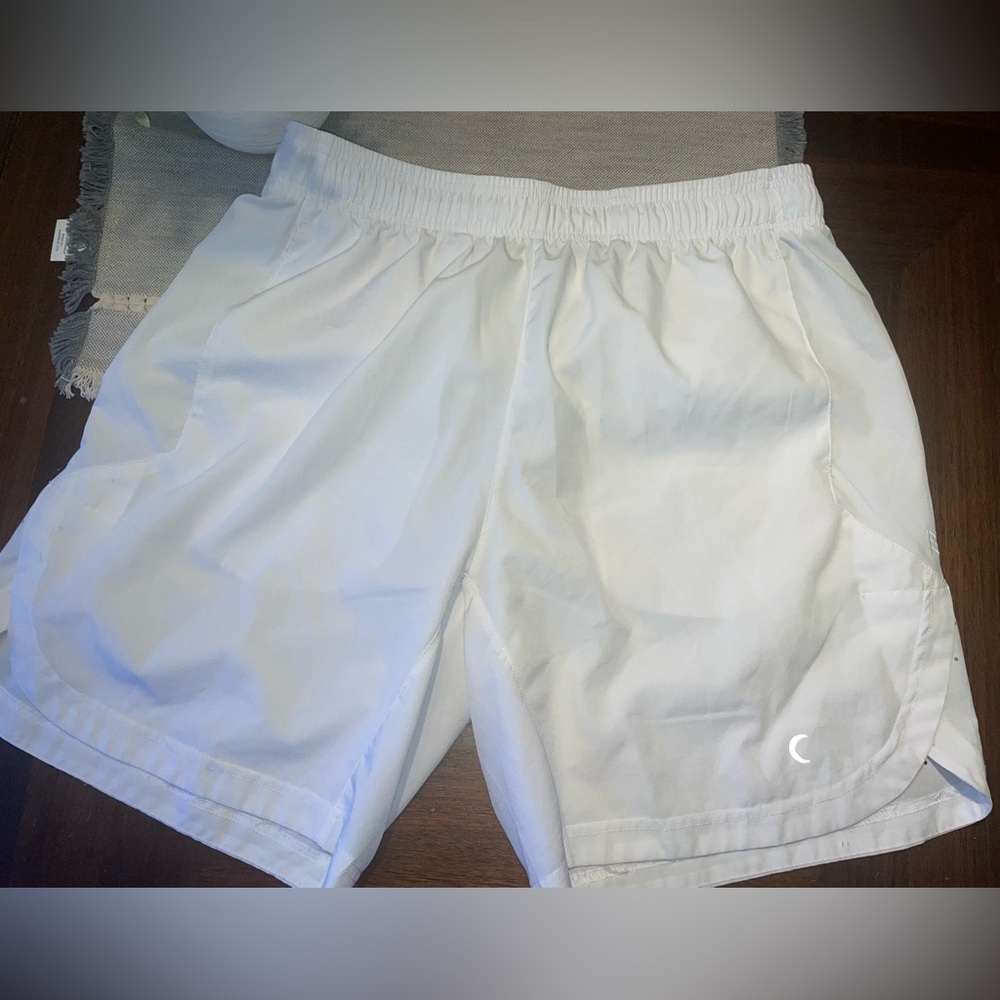 Zyia Active Mens XL White Athletic Shorts Running Gym Lined Performance”